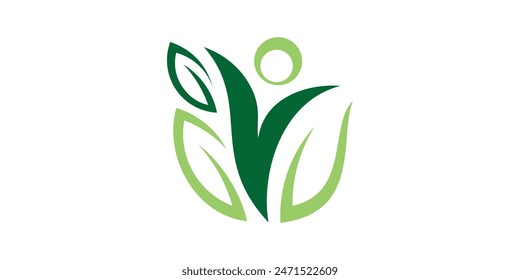 logo design wellness, natural health, nature, leaf, person, human. logo design template, icon, symbol, creative, idea.