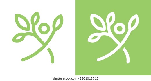 diseño de logotipo wellness, personas y línea de diseño leaf ilustración vectorial