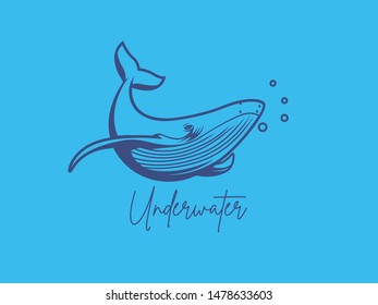 Logo design with the whale's unique icon as its object, depicting greatness, courage and goodness