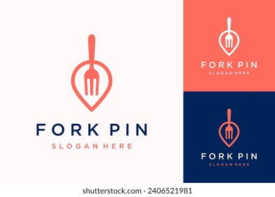 diseño de logotipo donde comer o anclar con un tenedor