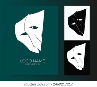 logo design, white alter ego mask set with shilhoutte logo