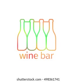 Logo design for wine bar with bottles, isolated wector