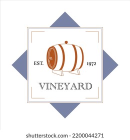 Logo Design With Wine Barrel. Logo For Wine Bar, Winery, Vineyard, Lounge, Wine Cellar