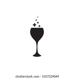 Logo design with  wine glass  vector icon