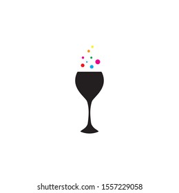 Logo design with  wine glass  vector icon