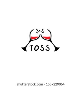 Logo design with  wine glass  vector icon