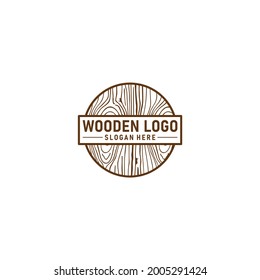 logo design with wood grain, vector illustration, wood concept, sign, symbol, icon, design template