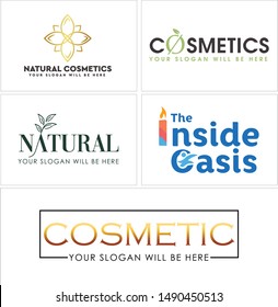 Logo design word mark flower leaf and candle suitable for cosmetics beauty natural business beauty shop