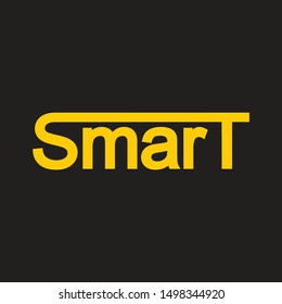 Logo design of the word "smart". Logo in the form of typography in yellow and a black background. Simple but suitable company identity.