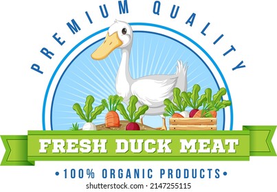 Logo-Design mit Wörtern frischer Entenfleisch-Illustration