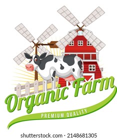 Logo design with words organic farm illustration