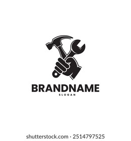 logo design with a wrench and hammer