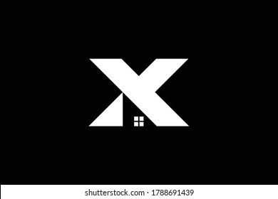 Logo design of X in vector for construction, home, real estate, building, property. creative elegant Monogram. Premium Business home logo icon. White color on black background