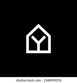Logo design of Y in vector for construction, home, real estate, building, property. Minimal awesome trendy professional logo design template on black background.