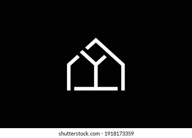 Logo design of Y in vector for construction, home, real estate, building, property. Minimal awesome trendy professional logo design template on black background.