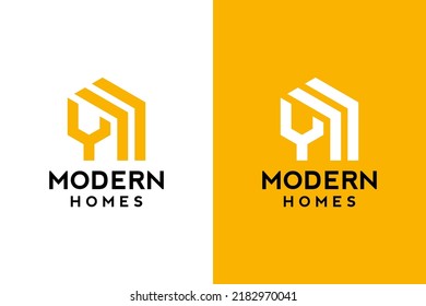 Logo design of Y in vector for construction, home, real estate, building, property. Minimal awesome trendy professional logo design template on double background