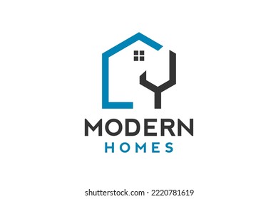 Logo-Design von Y in Vektorgrafik für Bau, Haus, Immobilien, Gebäude, Immobilien. Minimal fantastisches, professionelles Logo-Design.