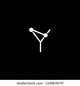 Logo design of Y in vector for technology, electronics, digital, connection. Minimal awesome trendy professional logo design template on black background.