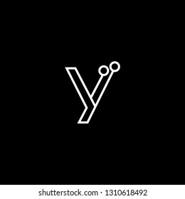 Logo design of Y YY in vector for technology, electronics, digital, connection. Minimal awesome trendy professional logo design template on black background.