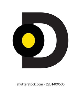 Diseño de logotipo con círculo amarillo en letra negra D