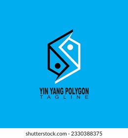 logo design of yin yang shape polygon with letter s in the middle. can be used for product or brand logo