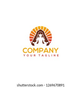 Logo Design Yoga Sunset Element skin care - Vector 