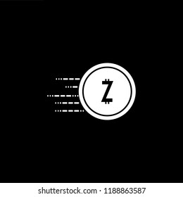 Logo design of Z in coin vector for crypto currency, block chain and technology. Minimal awesome trendy professional logo design template on black background.