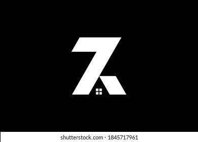 Logo design of Z in vector for construction, home, real estate, building, property. Minimal awesome trendy professional logo design template on black background.