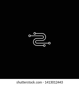 Logo design of Z ZZ in vector for technology, electronics, digital, connection. Minimal awesome trendy professional logo design template on black background.