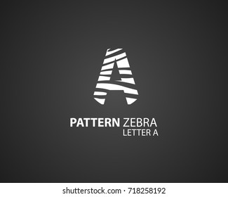 The logo design is a zebra skin pattern, in combination with the letter A