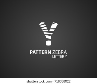 The logo design is a zebra skin pattern, in combination with the letter Y