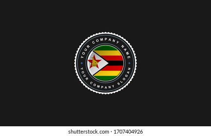 logo design with Zimbabwe concept in circle. Green,Yellow,Red and Black Vintage and premium