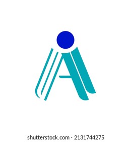 a logo designed to create a cool atmosphere such as a light blue color, and then a circle above it symbolizes as a head, which means being able to think broadly.