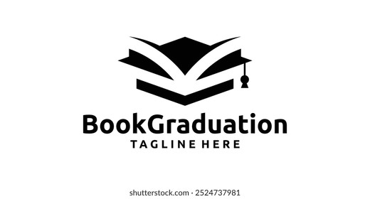 logo designed education, combination of books and graduation hats, logo design vector, icon, symbol, idea, creative.