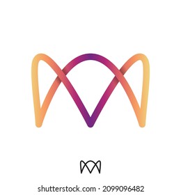 Logo designed with the letter M. A crown shape and infinity sign with gradient colors.