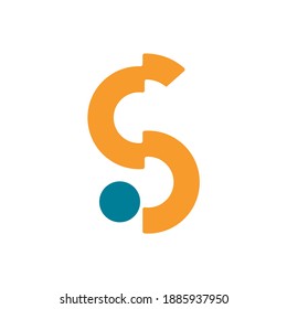Logo designed in letter S in orange and blue colors
