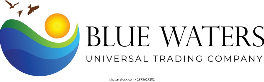 Logo designed for a trading company Blue Waters Universal Trading Company. This logo can be used for any environment friendly business too.