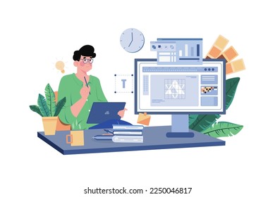 Logo Designer Illustration concept on white background