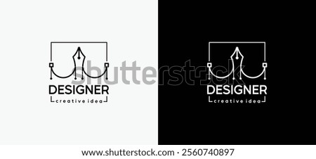 Logo for designer or illustrator with pen tool cursor icon symbol, curve control point art
