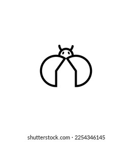 logo designs combining house and beetle simple mono line