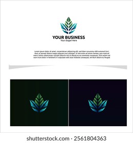 logo designs concept, A geometric leaf symbol with sharp clean lines, bold greens with a hint of white, modern and professional for your business