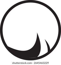 The logo designs features a circular shape enclosing two distinct, curved, and stylized forms within its lower half.