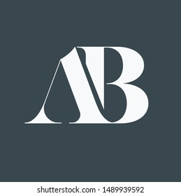 The logo designs of letters A and B interlinks are white and the background is black