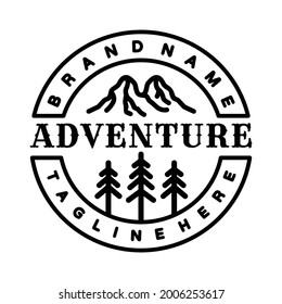 Diseños de logotipos Mountain black con estilo de arte de línea