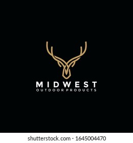 
logo designs vector illustration line art horned deer simple and modern
