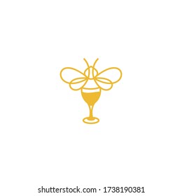 logo designs vector illustration line art glass and bees simple and modern

