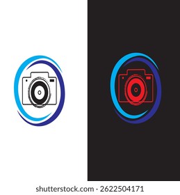 Cámara de diseño de logotipo con blanco y negro con una estrella