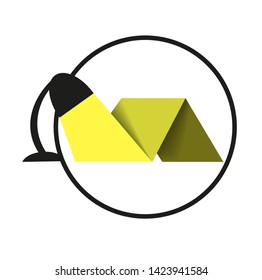 Logo with a desk lamp and reflected light.  Allegory.  Vector illustration.