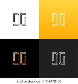 Logo DG. Linear logo of the letter d and g for companies and brands with a yellow gradient. Set of minimalistic monogram design.