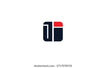 Logo. DI-Design. Schwarzer und roter ID-Buchstabe. Logo-Design für Kennbuchstaben. Anfangsbuchstabe DI Monogramm Logo. 